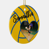 Custom Heart Photo Senior Volleyball Player Keramisch Ornament (Rechts)