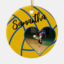 Custom Heart Photo Senior Volleyball Player Keramisch Ornament