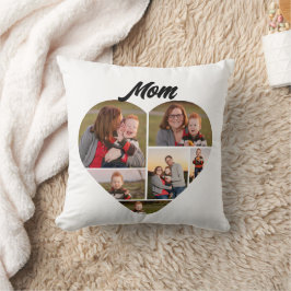 Custom Heart-Shape Familie Fotocollage voor Mam Kussen
