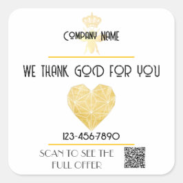 Custom HEART Thank GOD For Business Logo THANK YOU Vierkante Sticker