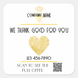Custom HEART Thank GOD For Business Logo THANK YOU Vierkante Sticker