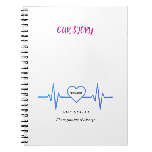 Custom Heartbeat Photo Notebook - Personalized Dat Notitieboek (Voorkant)
