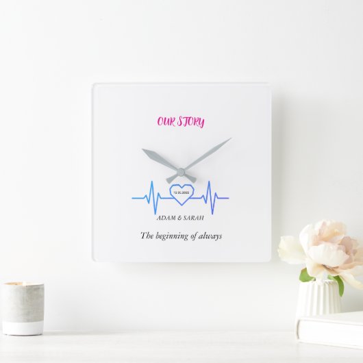 Custom Heartbeat Wall Clock - Personalized Anniver Vierkante Klok (Huis)