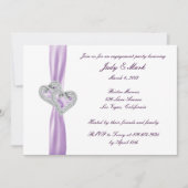 Custom Hearts Lavendel Engagement Party Uitnodigin Kaart (Voorkant)
