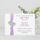 Custom Hearts Lavendel Engagement Party Uitnodigin Kaart (Staand voorkant)