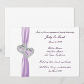 Custom Hearts Lavendel Engagement Party Uitnodigin Kaart (Voorkant / Achterkant)