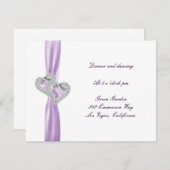 Custom Hearts Lavendel Lint Receptie Kaart (Voorkant / Achterkant)