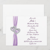 Custom Hearts Lavender Bachelorette Party Invite Kaart (Voorkant / Achterkant)