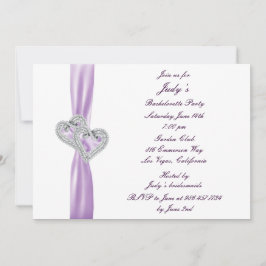 Custom Hearts Lavender Bachelorette Party Invite Kaart