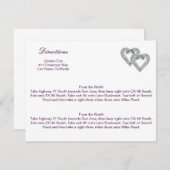 Custom Hearts Lavender Ribbon Direction Kaart (Voorkant / Achterkant)