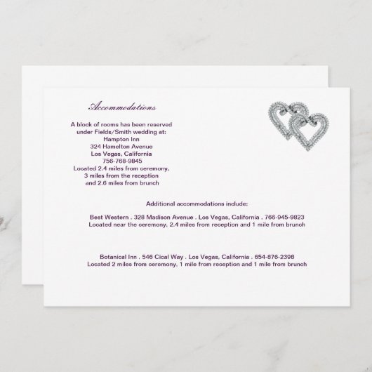 Custom Hearts Lavender Ribbon Enclosure Kaart (Voorkant / Achterkant)