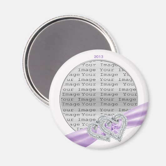 Custom Hearts Lavender Ribbon Magnet (Voorkant / Achterkant)