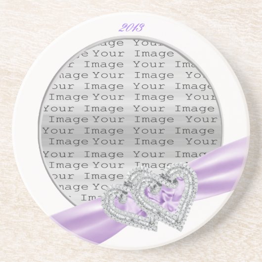 Custom Hearts Lavender Ribbon Onderzetter (Voorkant)