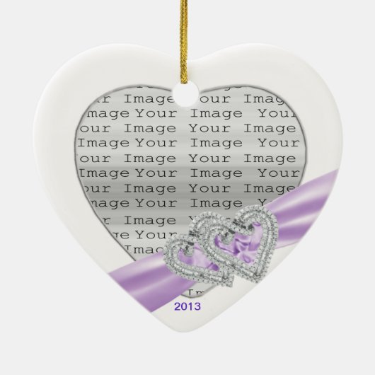 Custom Hearts Lavender Ribbon Ornament (Achterkant)