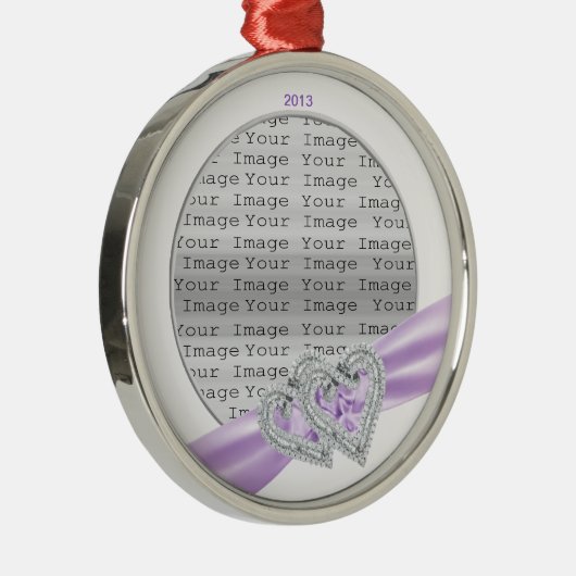 Custom Hearts Lavender Ribbon Ornament (Rechts)