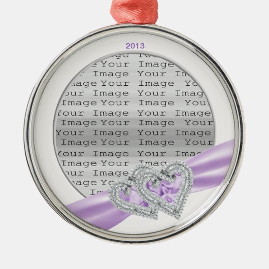Custom Hearts Lavender Ribbon Ornament (Voorkant)