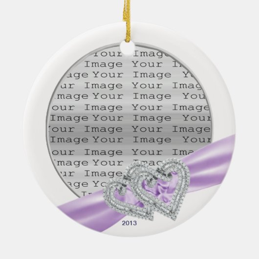 Custom Hearts Lavender Ribbon Ornament (Achterkant)