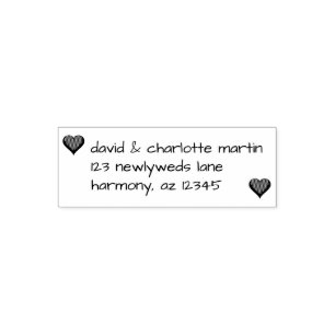 Custom Hearts Paar   Bruiloft retouradres Zelfinktende Stempel