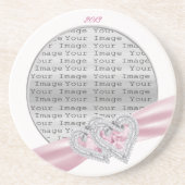 Custom Hearts Pastel Pink Ribbon Onderzetter (Voorkant)