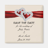 Custom Hearts Red Lint Save The Date Magnet (Voorkant)
