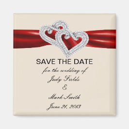Custom Hearts Red Lint Save The Date Magnet