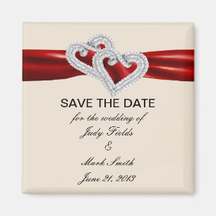 Custom Hearts Red Lint Save The Date Magnet