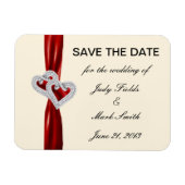 Custom Hearts Red Lint Save The Date Magnet Magneet (Horizontaal)