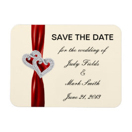 Custom Hearts Red Lint Save The Date Magnet Magneet