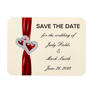 Custom Hearts Red Lint Save The Date Magnet Magneet