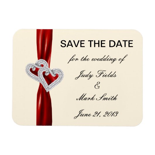 Custom Hearts Red Lint Save The Date Magnet Magneet (Horizontaal)