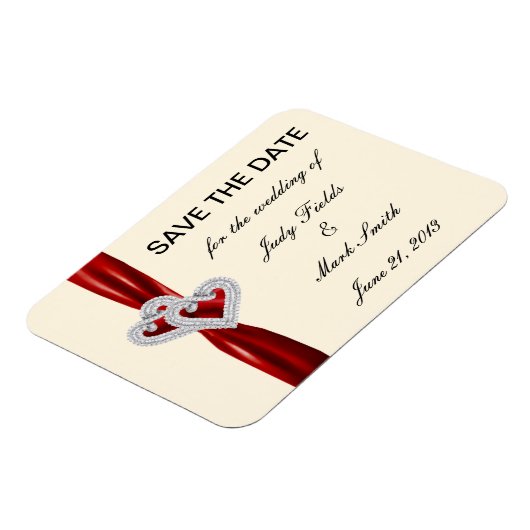 Custom Hearts Red Lint Save The Date Magnet Magneet (Linkerzijde)
