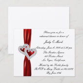 Custom Hearts Red Ribbon repetitie diner uitnodige Kaart (Voorkant / Achterkant)