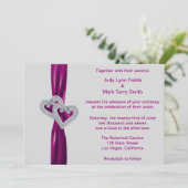 Custom Hearts Sangria Ribbon bruiloft uitnodiging (Staand voorkant)