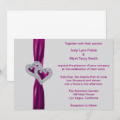 Custom Hearts Sangria Ribbon bruiloft uitnodiging (Voorkant / Achterkant)