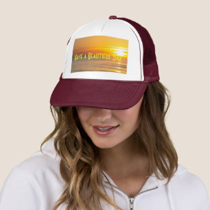 Custom Hebben een mooie dag tekst zon opkomst Afbe Trucker Pet