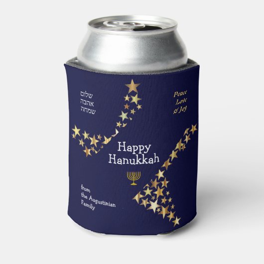 Custom Hebrew Stars HANUKKAH Blikjeskoeler (Blikje Achterkant)