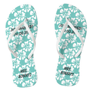 Custom heer en mevrouw paar strand bruiloft teensl teenslippers