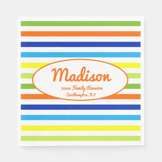 Custom Heet Sinaasappel Modern Stripes Familie Reü Servet (Voorkant)