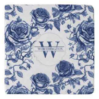 Custom Heirloom Roos Collectie Blauw Roos Trivet