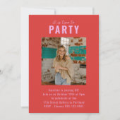 Custom Helder Rood Roze Foto 30e Verjaardagsfeest Kaart (Voorkant)