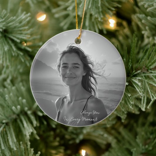 Custom Her Portrait – Simple Photo Gift for Her Keramisch Ornament (Boom)