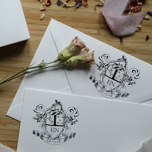 Custom Heraldic Crest Monogram Rubberstempel