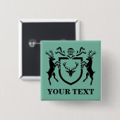 Custom Heraldic Deer Blazon Vierkante Button 5,1 Cm (Voorkant /achterkant)