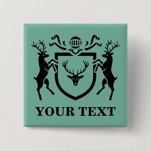 Custom Heraldic Deer Blazon Vierkante Button 5,1 Cm (Voorkant)