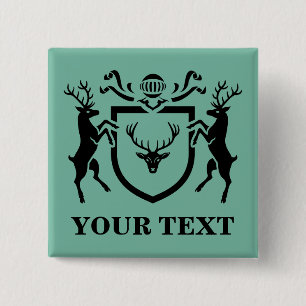 Custom Heraldic Deer Blazon Vierkante Button 5,1 Cm