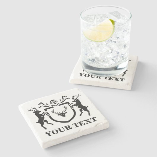 Custom Heraldic Stag Blazon Stenen Onderzetter (Zijkant)