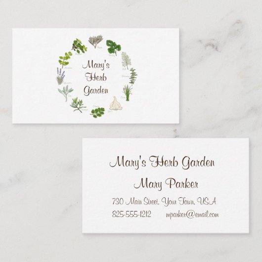 Custom Herb Garden Visitekaartje (Voorkant / Achterkant)