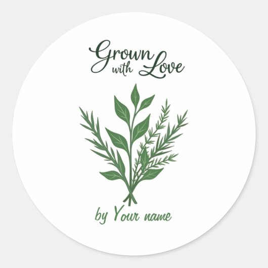 Custom Herb Label – Grown with Love (Voorkant)