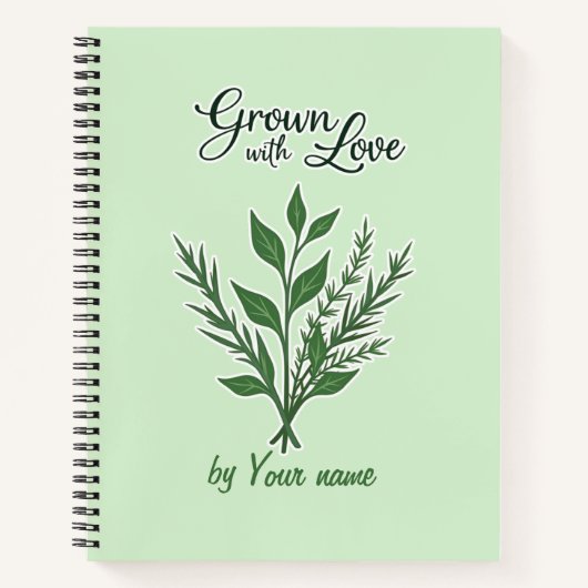 Custom Herb Label – Grown with Love Notitieboek (Voorkant)