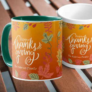 Custom Herfst Autumn Leaves Happy Thanksgiving Mok